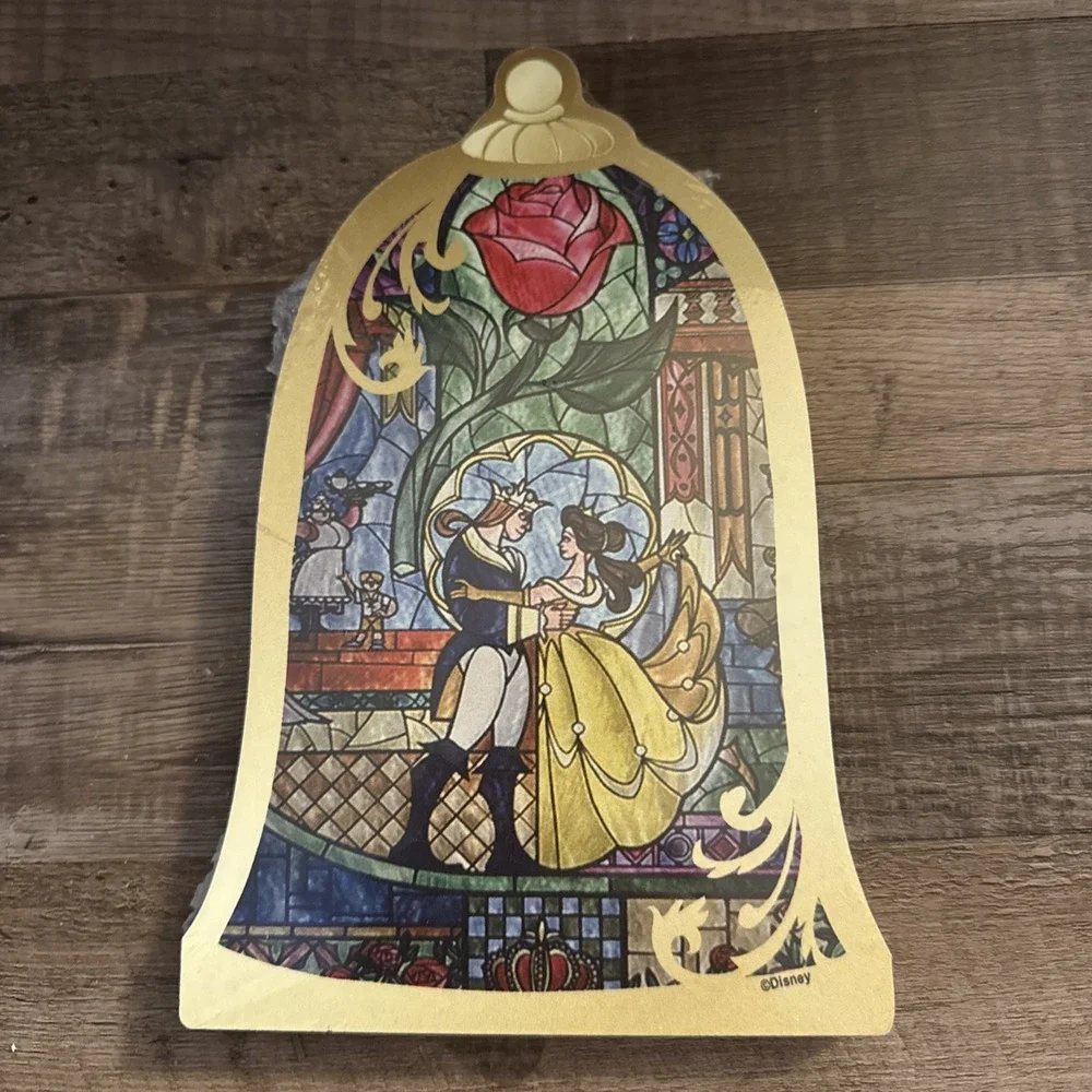Disney Beauty and The Beast Stained Glass Shelf Sitter Decor NEW